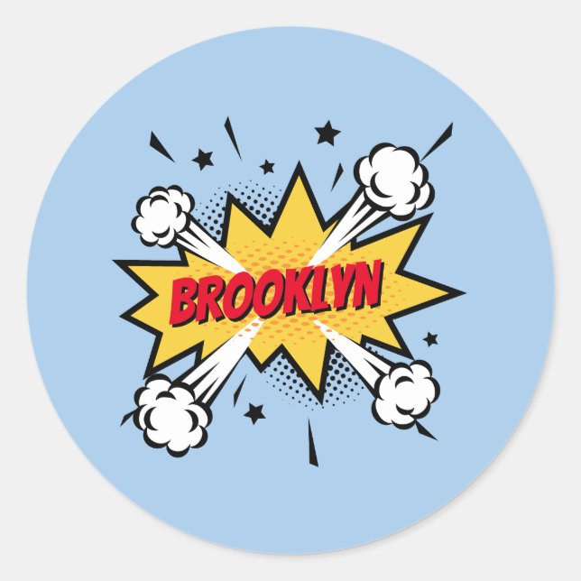 Fun pop art comic book style callout logo classic round sticker (Front)