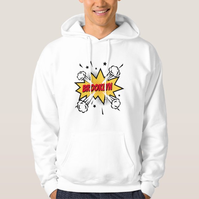Fun pop art comic book style callout logo hoodie (Front)