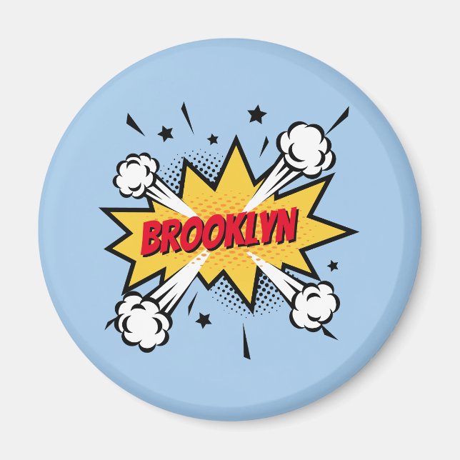 Fun pop art comic book style callout logo magnet (Front)