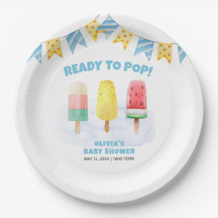 Fun Popcicle Ready To pop Ice Cream Baby Shower Paper Plate