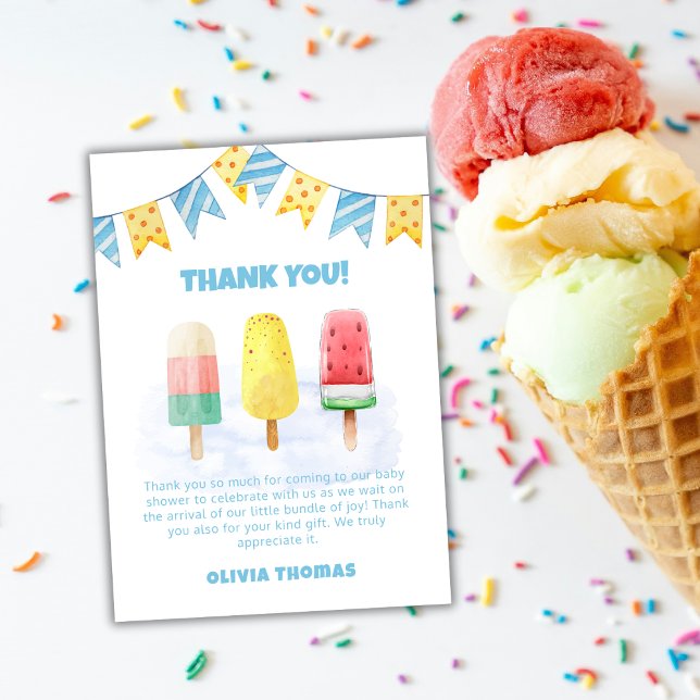 Fun Popcicle Ready To pop Ice Cream Baby Shower  Thank You Card (Fun Popcicle Ready To pop Ice Cream Baby Shower Thank You Card)