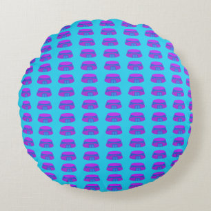 Fun Popcorn Anime Futuristic Space Cyber Mall Blue Round Cushion