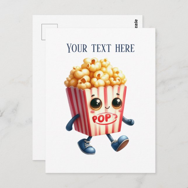 Fun popcorn lovers add text  postcard (Front/Back)