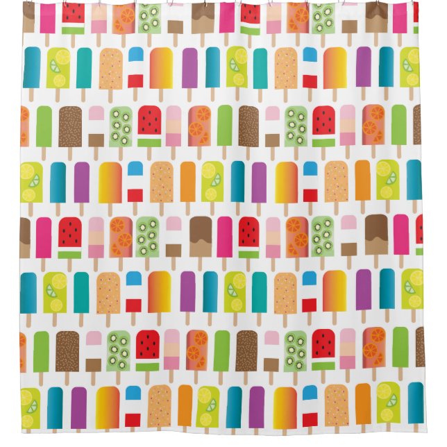 Fun Popsicle Ice Cream Bars Shower Curtain (Front)