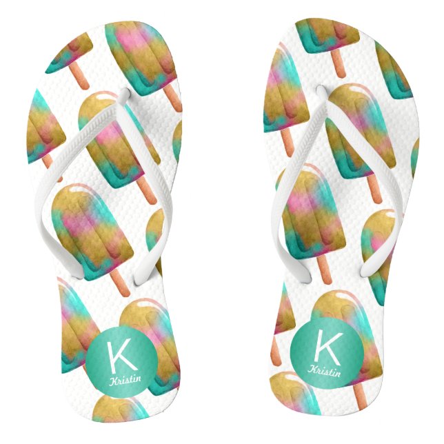 Fun Popsicle Pattern with Your Monogram Jandals (Footbed)