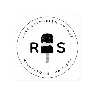 Fun Popsicle Personalised Monogram Rubber Stamp