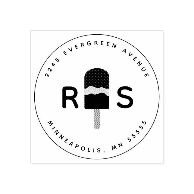 Fun Popsicle Personalised Monogram Rubber Stamp (Imprint)
