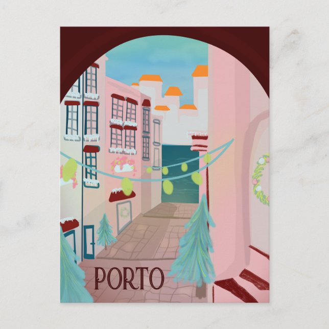 Fun Porto Portuguese Winter Postcard (Front)