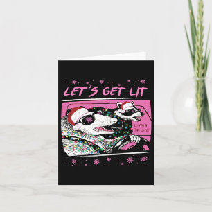 Fun Possum Racoon Lets Get Trash Street Pink Chri Card