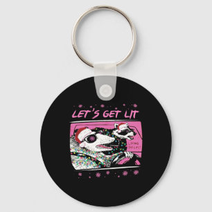 Fun Possum Racoon Lets Get Trash Street Pink Chri Key Ring