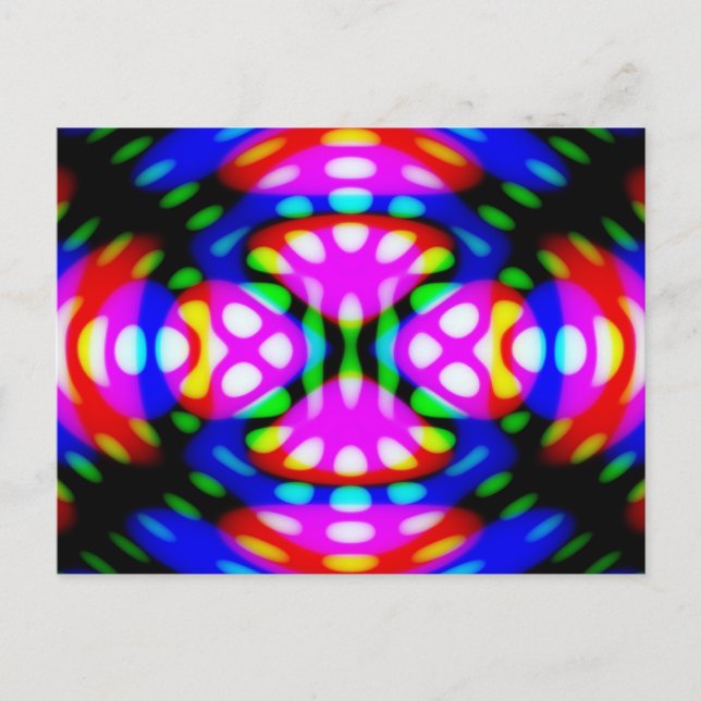 Fun Postcard, Psychedelic Neon Lights Swirling Postcard (Front)