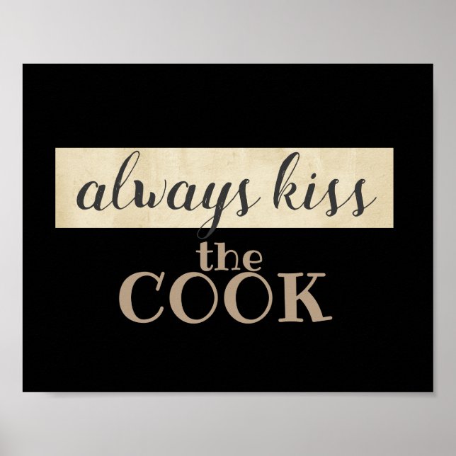 fun poster kitchen quote humour kiss the cook (Front)