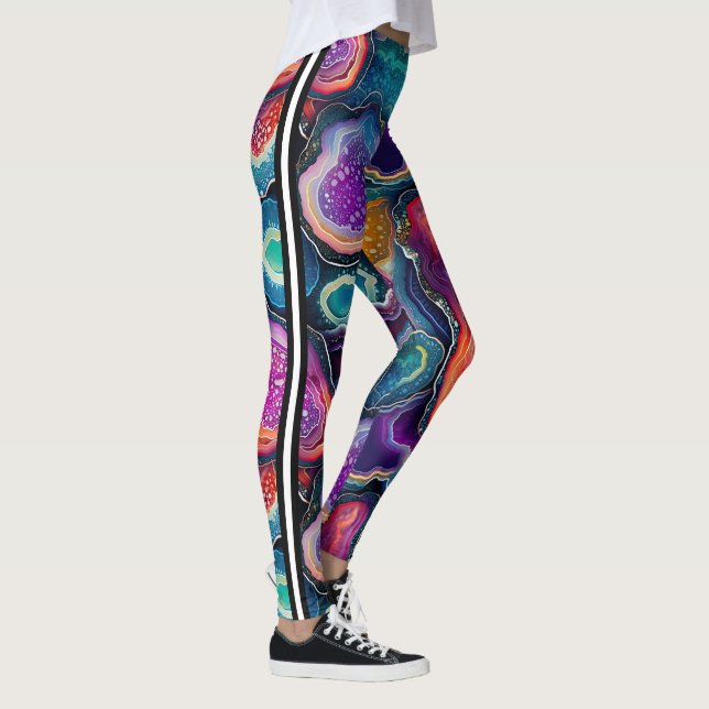 Fun Precious Stone Slice Agates Design With Stripe Leggings (Right)