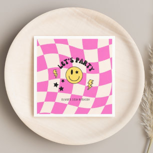 Fun Preppy Hot Pink Y2K Retro Birthday Napkins