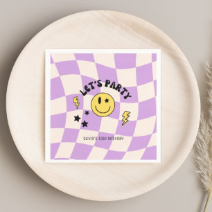 Fun Preppy Purple Y2K Retro Birthday Napkins