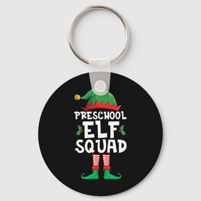 Fun Preschool Elf Squad Christmas Teacher Student  Key Ring (Front)