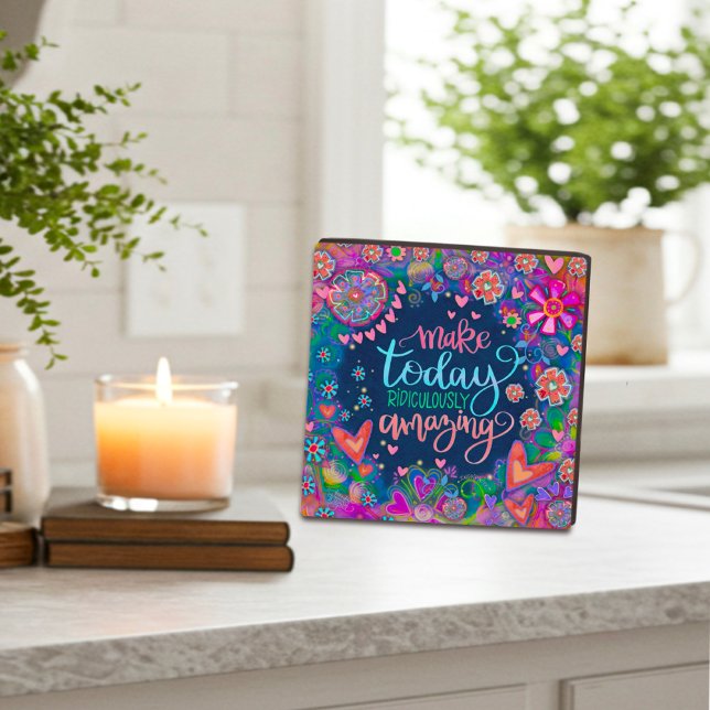 Fun Pretty Inspirational Floral Amazing Quote Plaque (Creator Uploaded)