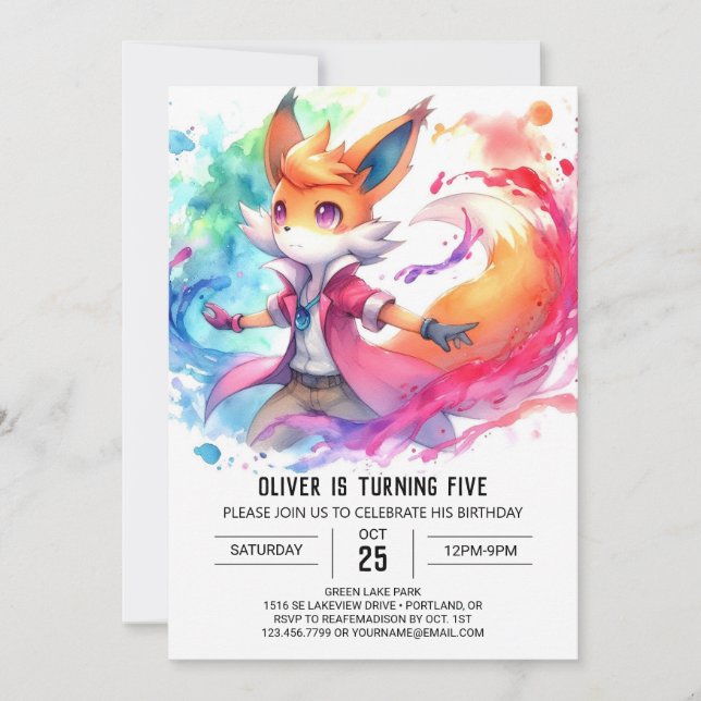  Fun Printable Fox Birthday Invitation (Front)