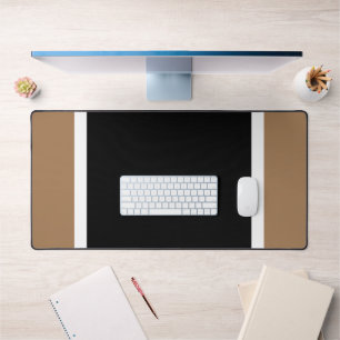 Fun Professional Black Mocha White Racing Stripes Desk Mat