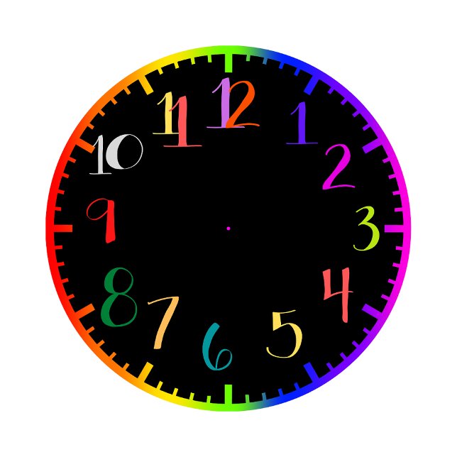 Fun psychedelic style clock with colourful numbers (Creator Uploaded)