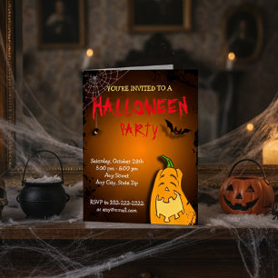 Fun Pumpkin Halloween Party Invite Card