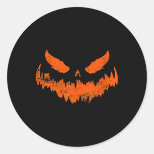 Fun Pumpkin Jack O Lantern Scary Pumpkin Face Hall Classic Round Sticker