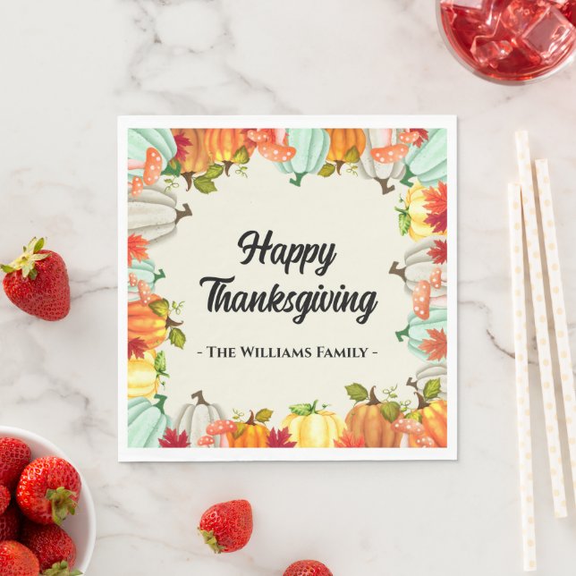Fun Pumpkin Thanksgiving Dinner Napkins (Insitu)