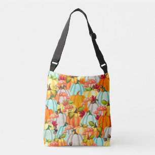 Fun Pumpkins Mushrooms And Fall Leaves Crossbody Bag