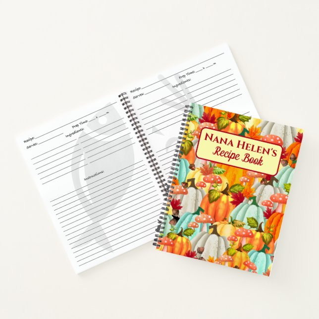 Fun Pumpkins Mushrooms And Fall Leaves Recipe Book (Inside)