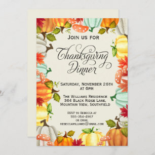 Fun Pumpkins Thanksgiving Dinner Invitation