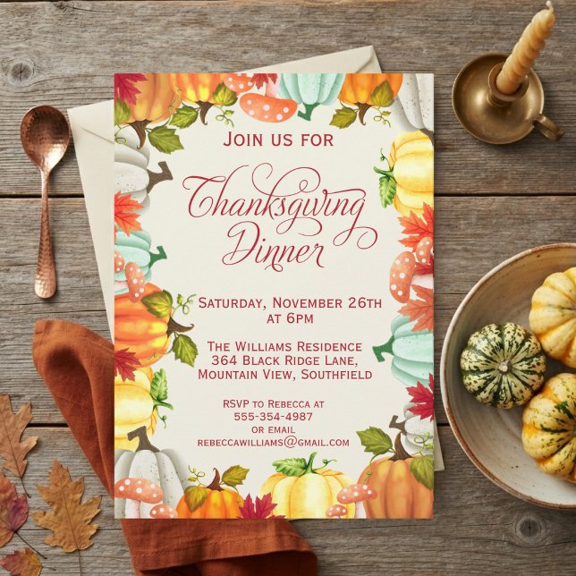 Fun Pumpkins Thanksgiving Dinner Invitation (Creator Uploaded)