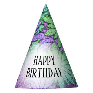 Fun Purple and Green Flowers Party Hat