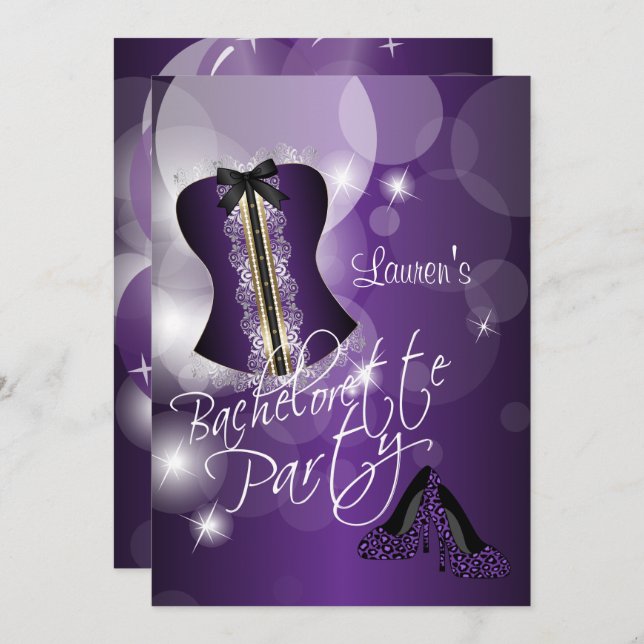 Fun Purple Bachelorette Party Invitation (Front/Back)