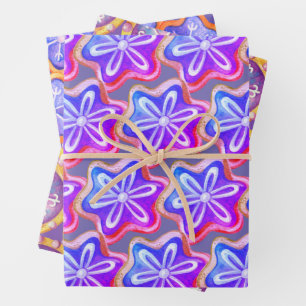 Fun Purple Cookie Pattern  Wrapping Paper Sheet