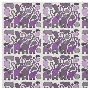 Fun Purple Elephant Abstract Art Fabric