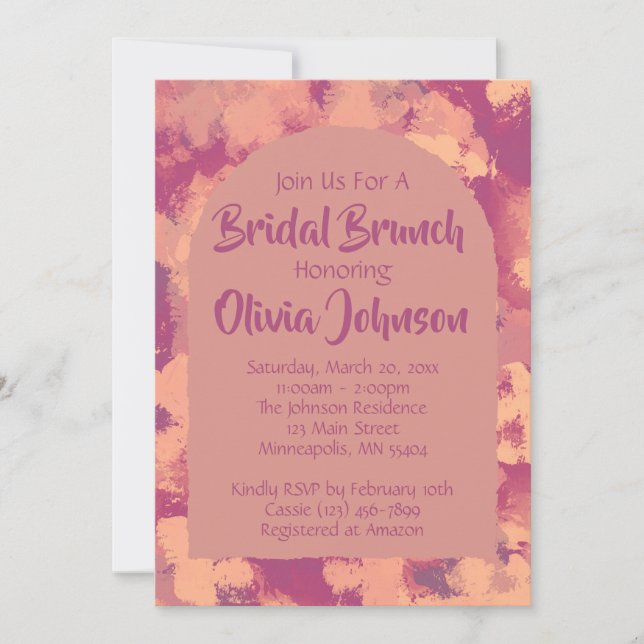 Fun Purple Floral Bridal Shower Brunch Invitation (Front)
