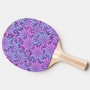 Fun Purple Flowers Ping Pong Paddle