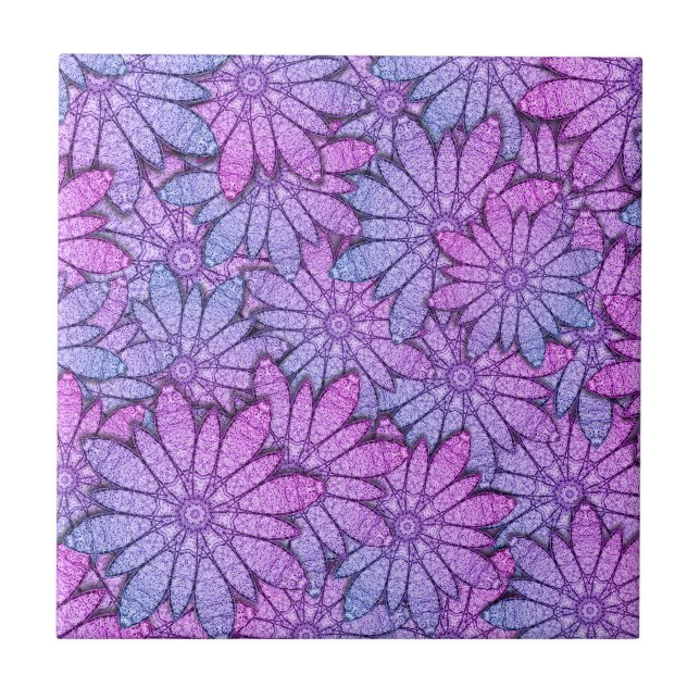 Fun Purple Flowers Tile (Front)