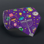 Fun Purple Hanukkah Pattern  Tie<br><div class="desc">Fun Purple Hanukkah Pattern neck tie</div>