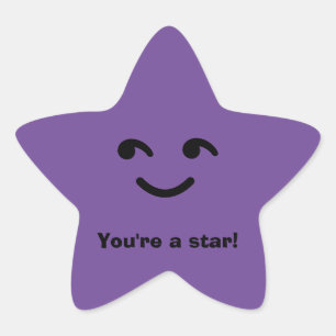 Fun Purple Happy Smiling Face You're A Star School Sticker