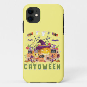Fun Purple Hat Catoween, Cute Orange Pumpkin Case-Mate iPhone Case