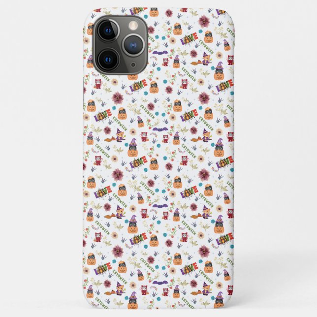 Fun Purple Hat Catoween, Cute Orange Pumpkin Case-Mate iPhone Case (Back)