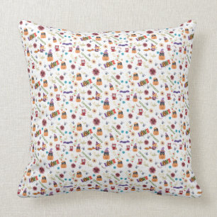 Fun Purple Hat Catoween, Cute Orange Pumpkin Cushion