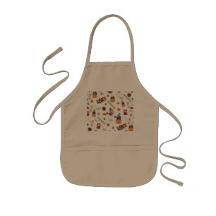 Fun Purple Hat Catoween, Cute Orange Pumpkin Kids Apron