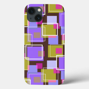 Fun Purple Mod Retro Cubes Pattern Phone Case
