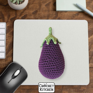 Fun Purple Modern Minimal Crochet Eggplant Mouse Pad