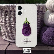 Fun Purple Modern Minimal Crochet Eggplant Name 