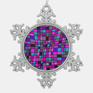 Fun Purple Mosaic Tiles Snowflake Pewter Christmas Ornament