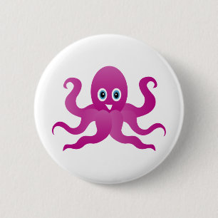 Fun purple octopi 6 cm round badge