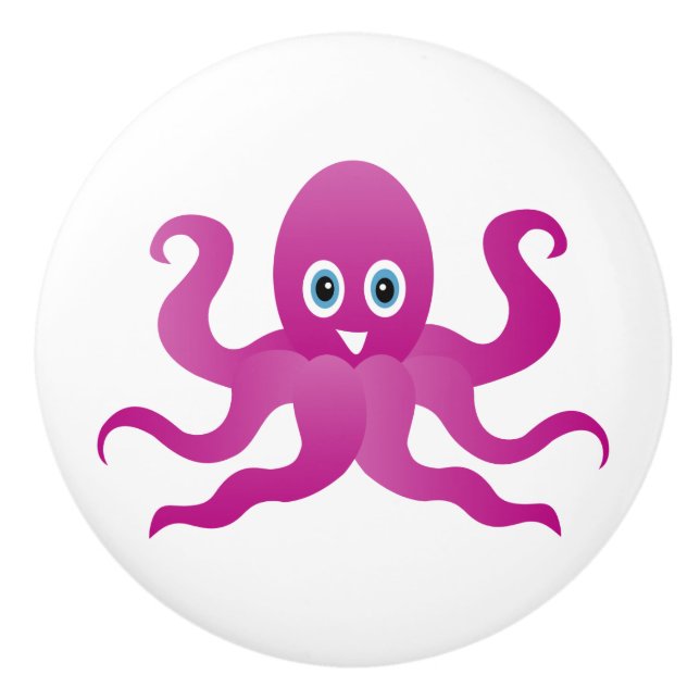 Fun purple octopi ceramic knob (Front)